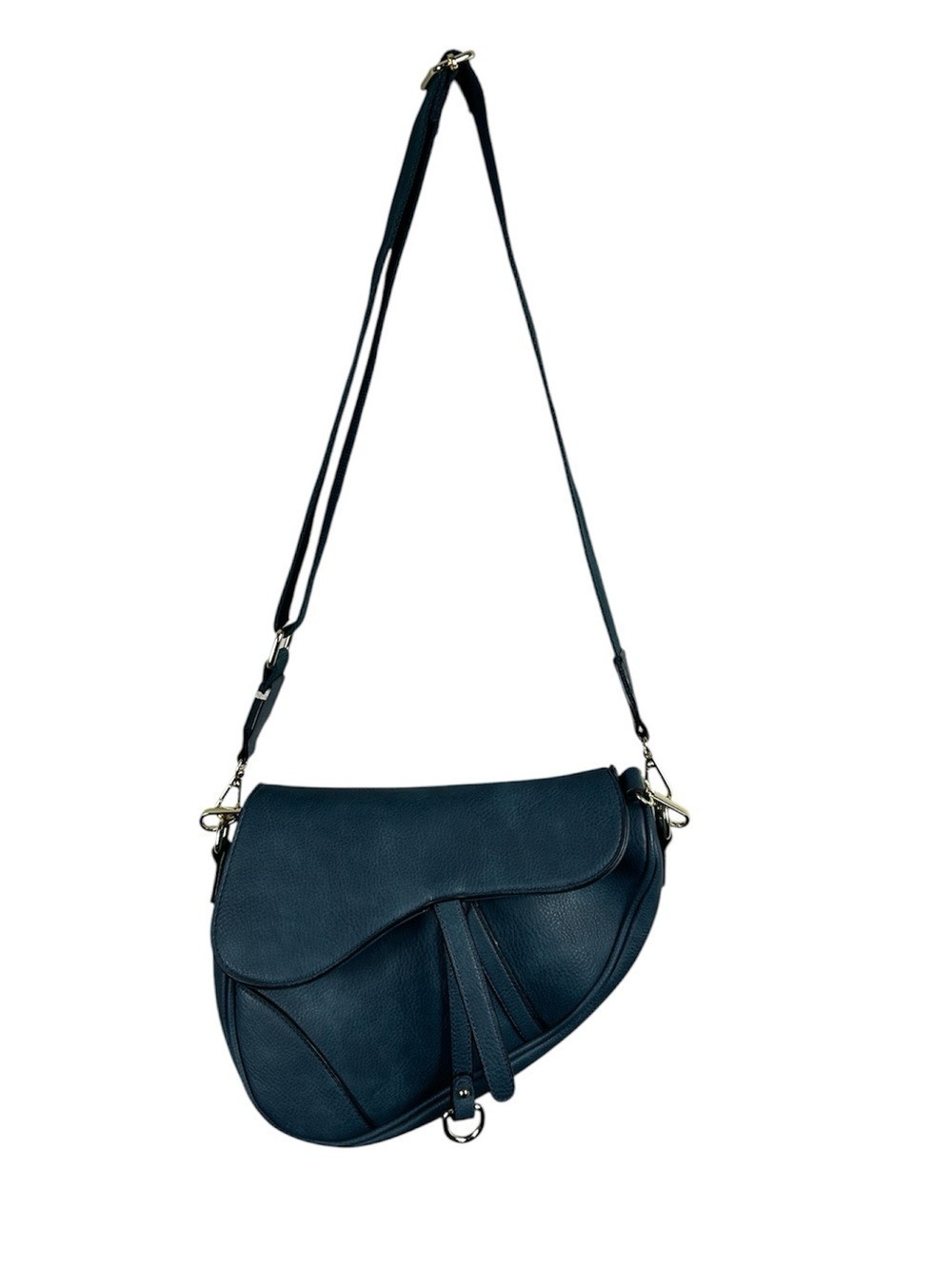 Faux Leather Blue Saddle Shoulder Bag